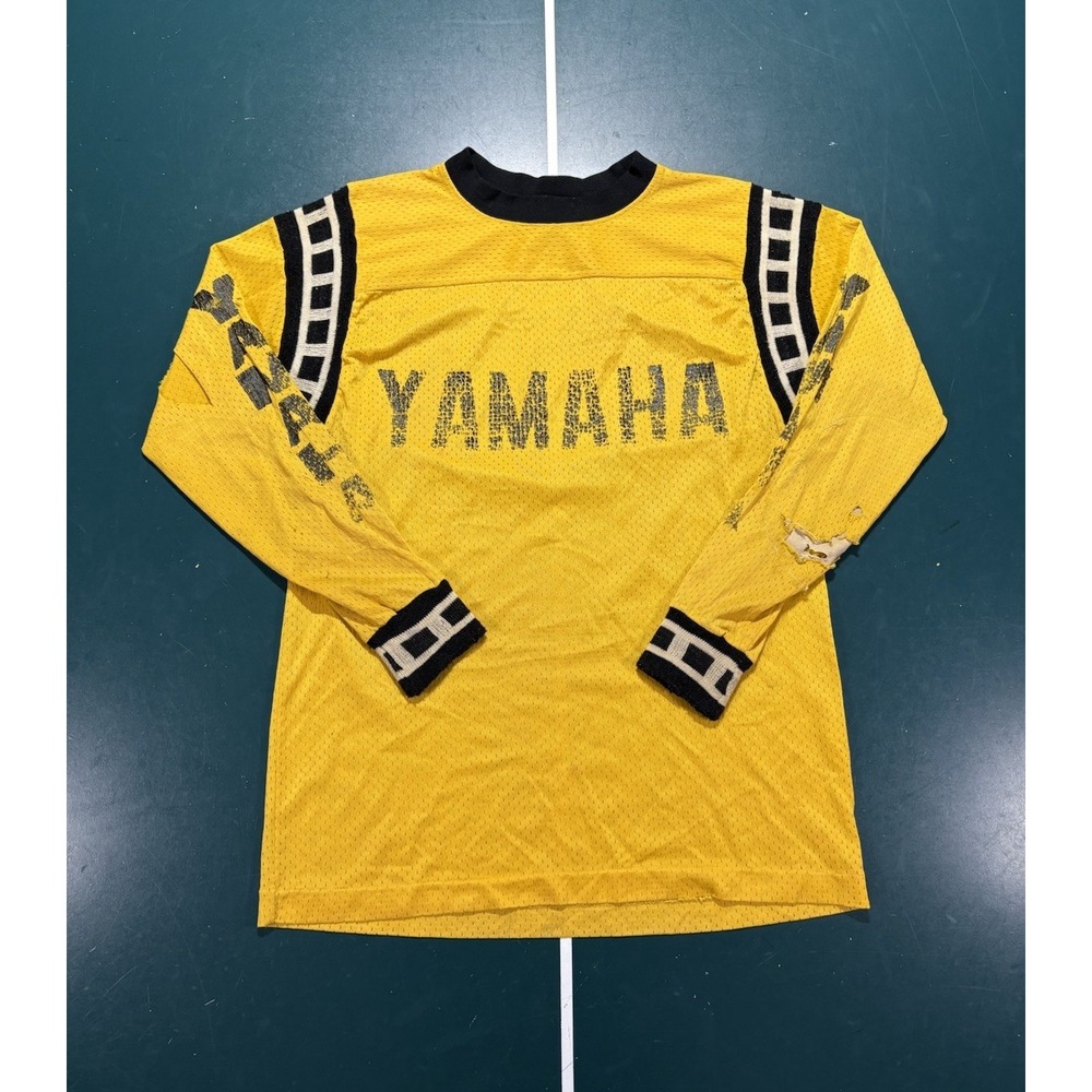 Vintage 1970s Yamaha Motocross Jersey Medium Racing MX Mesh Yellow Black Rare